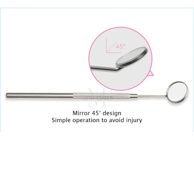 45-degree angled eyelash inspection mirror designed for safe and precise lash extension checking.