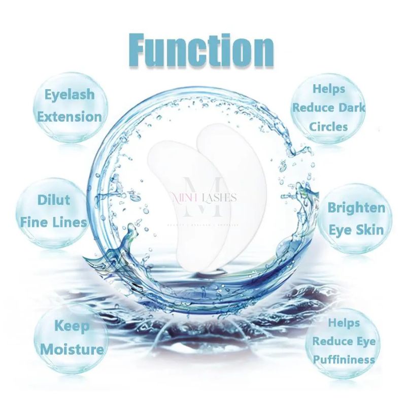 Eye gel patch functions showing hydration, protection, and comfort during eyelash extension treatments.