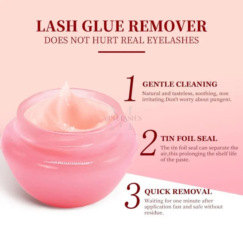 Gentle lash glue remover cream that does not damage natural lashes and provides fast, safe removal.