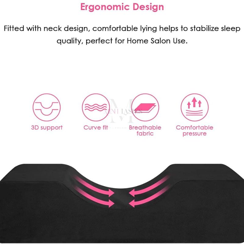 Ergonomic U shaped lash foam pillow by Minh Lashes with neck support for client comfort
