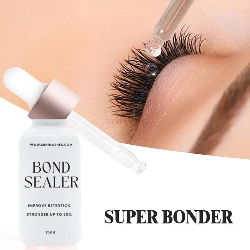 Bond sealer super bonder applied to eyelash extensions to improve retention