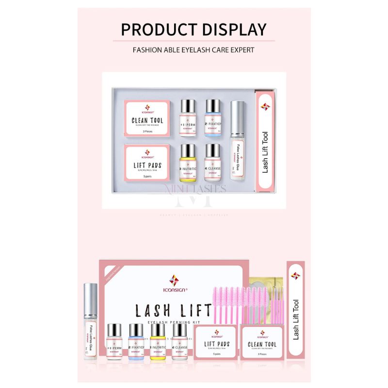Complete lash lift eyelash perm kit with lotions, pads and tools