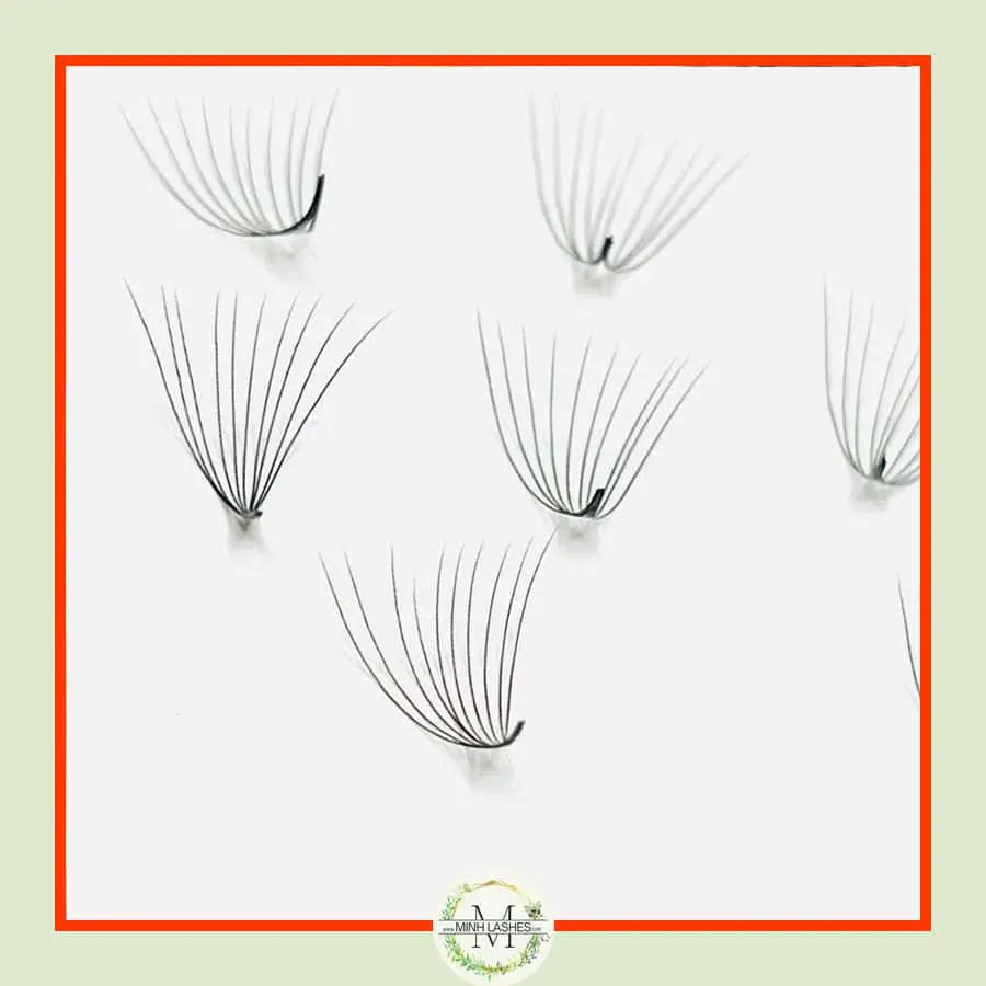 Close up of premade volume lash fans used for eyelash extensions by professional lash artists.