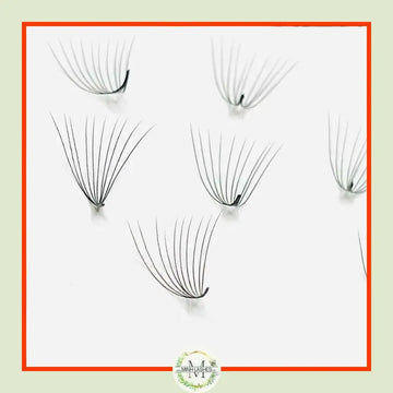Close up of premade volume lash fans used for eyelash extensions by professional lash artists.