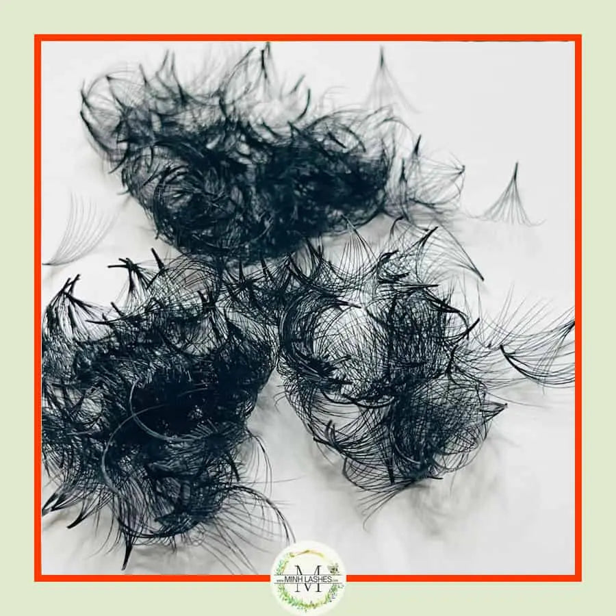 Loose premade volume lash fans showing fan quality and curl for professional eyelash extensions.